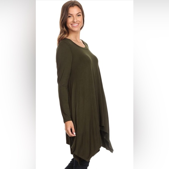 NWOT Reb & J 220 Women’s Olive Green Asymmetrical Dress Tunic Top Cover Up - Picture 7 of 8